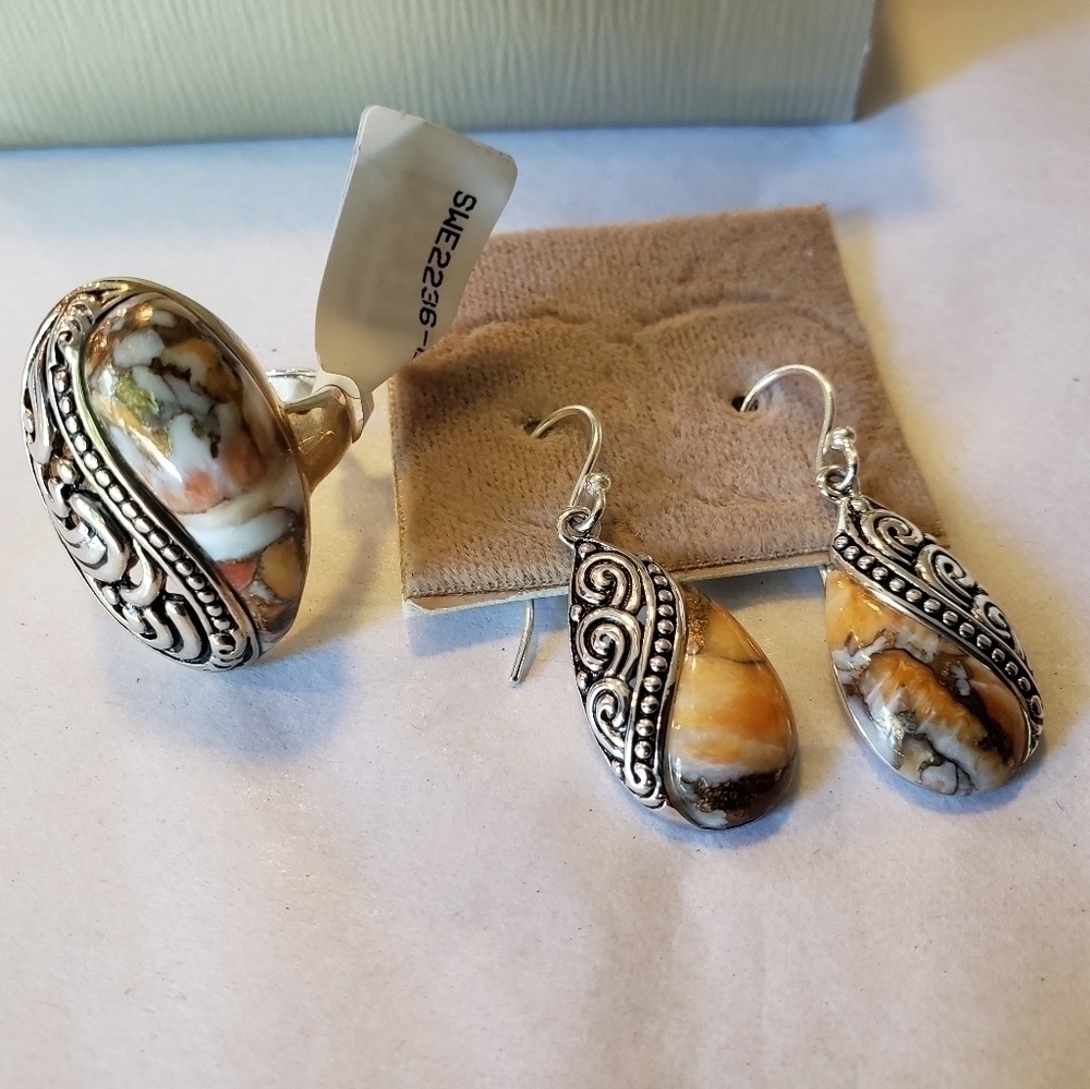 Jtv Spiny Oyster Ring And Earrings NWT
